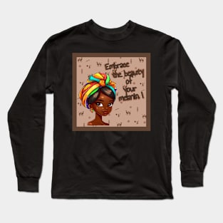 cartoony black beauty with african turban Long Sleeve T-Shirt